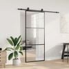 vidaXL Sliding Door with Hardware Set Black 90x205 cm ESG Glass