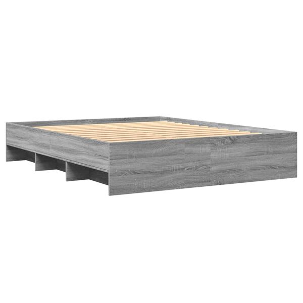 vidaXL Bed Frame without Mattress Grey Sonoma 160x200 cm Engineered Wood