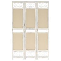 vidaXL 3-Panel Room Divider Cream 105x165 cm Fabric