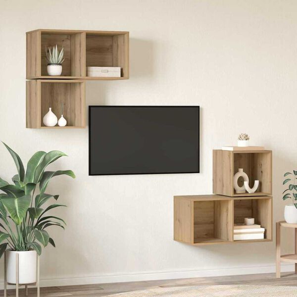 vidaXL TV Cabinet Set Wall-mounted 4 pcs Artisan Oak Engineered Wood