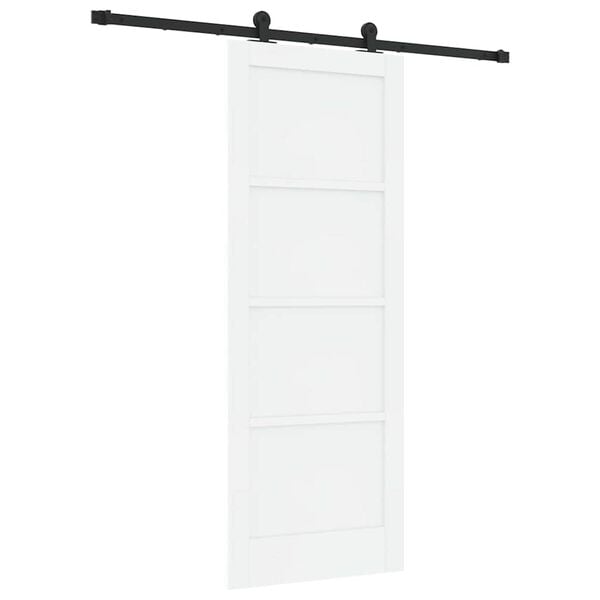 vidaXL Sliding Door White and Black 78 x 202 cm Solid Pine Wood
