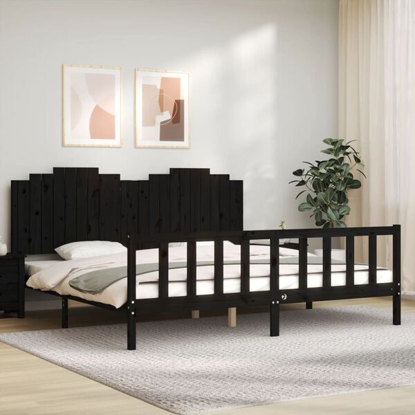 vidaXL Bed Frame without Mattress Black 200x200 cm Solid Wood Pine