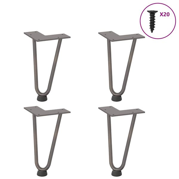 vidaXL Hairpin Legs for Coffee Table 4 pcs Natural Steel 20 cm Solid Steel