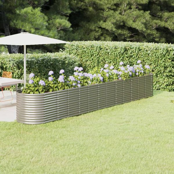vidaXL Garden Raised Bed Powder-coated Steel 512x80x68 cm Silver