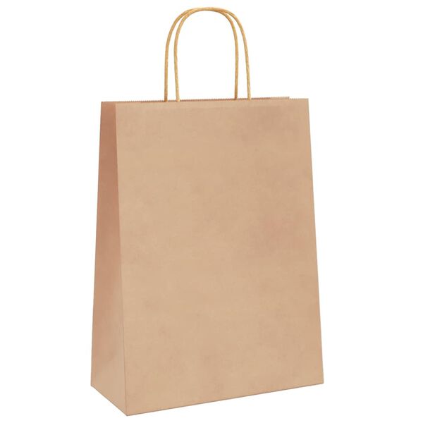 vidaXL Paper Bags 250 pcs with Handles Brown 26x12x35 cm