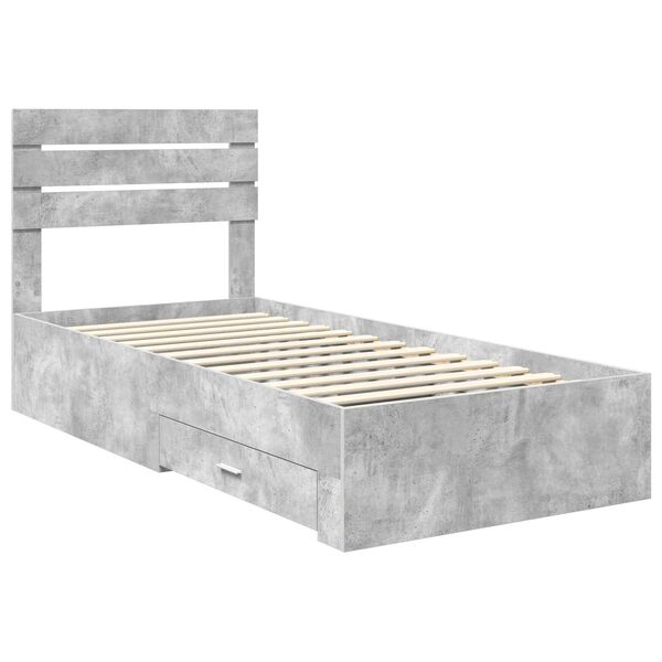 vidaXL Bed Frame Concrete Grey and Silver 70 x 190 cm Engineered Wood