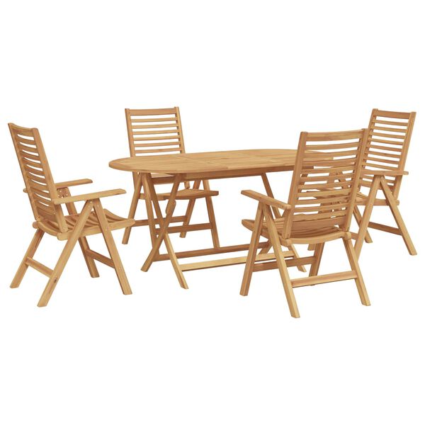 vidaXL Garden Dining Set 5 pcs Brown Solid Teak Wood