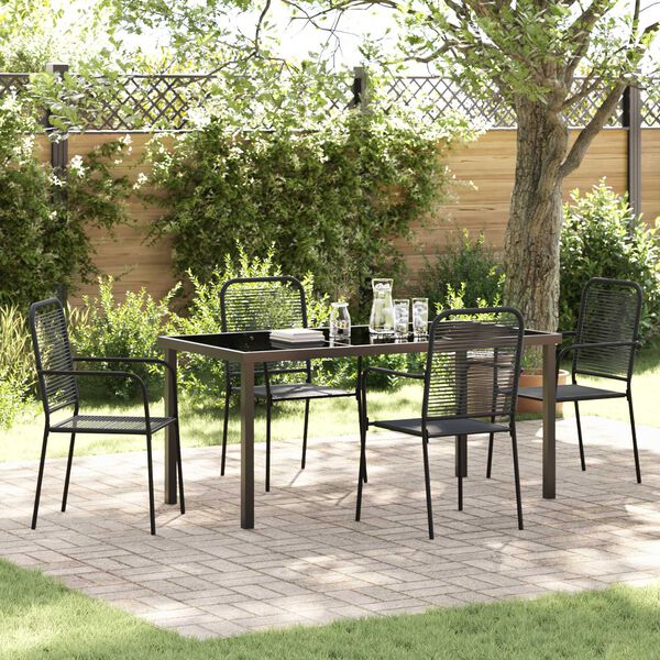 vidaXL Garden Dining Set 5 pcs Black Powder-Coated Steel