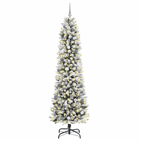 vidaXL Artificial Christmas Tree with 300 LEDs with Stand White 240 cm