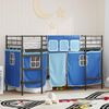 vidaXL Kids'Loft Bed Frame with Curtains Black and Blue 90 x 190 cm