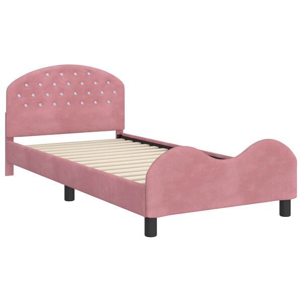 vidaXL Children's Bed Frame with Headboard Pink 80 x 200 cm Velvet