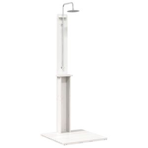 vidaXL Outdoor Shower 206 cm Solid Pine Wood and Stainless Steel White