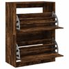 vidaXL Shoe Cabinet with 2 Flip-Drawers Smoked Oak 80x42x108 cm