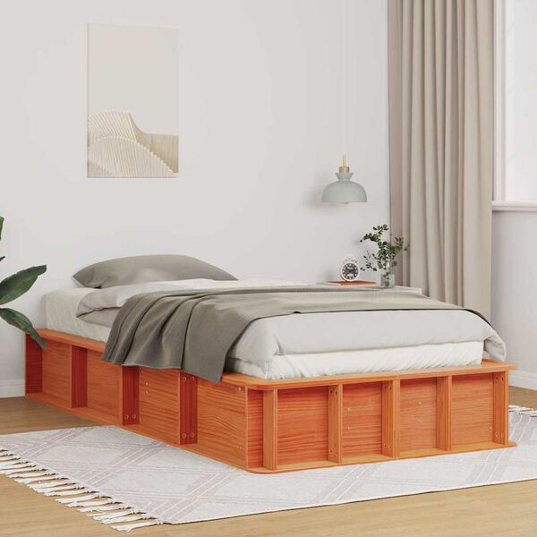vidaXL Bed Frame Wax Brown 75 x 190 cm Solid Pine Wood