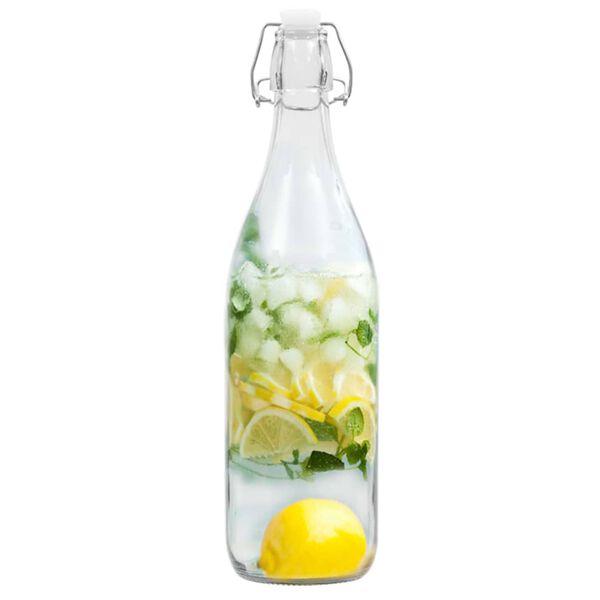 vidaXL Glass Bottles with Clip Closure 24 pcs 1 L