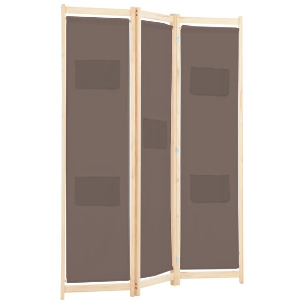 vidaXL 3-Panel Room Divider Brown 120x170x4 cm Fabric
