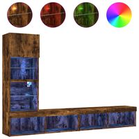 vidaXL 4 Piece TV Wall Units with LED Smoked Oak Engineered Wood