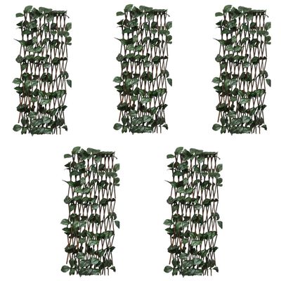 vidaXL Willow Trellis Fences 5 pcs with Artificial Leaves 180x60 cm