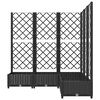 vidaXL Garden Planter with Trellis Black 120x120x121.5 cm PP