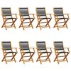 vidaXL Folding Chairs 8 pcs Black Solid Wood Acacia