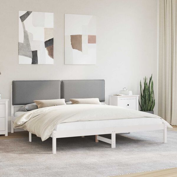 vidaXL Bed Frame with Upholstered Headboard Light Grey 180 x 200 cm