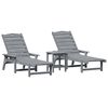 vidaXL Sun Lounger Reclining 3 pcs Light Grey Polyethylene