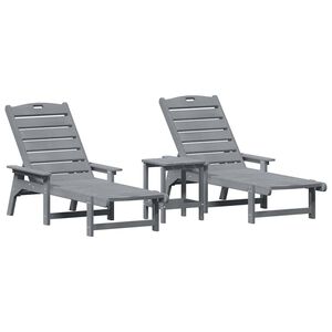 vidaXL Sun Lounger Reclining 3 pcs Light Grey Polyethylene