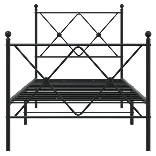 vidaXL Metal Bed Frame without Mattress with Footboard Black 75x190cm
