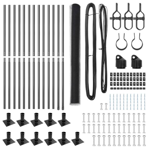 vidaXL Fence Post Grey 25 x 1.4 m (25 mm mesh) Steel and PVC