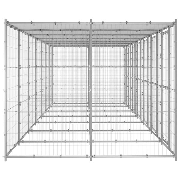 vidaXL Outdoor Dog Kennel Galvanised Steel with Roof 16.94 m&sup2;