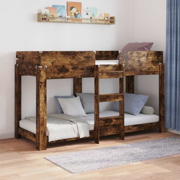 vidaXL Bunk Bed for Kids Smoked Oak 80 x 190 cm Engineered Wood