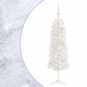 vidaXL Artificial Slim Christmas Tree with Bauble 150 cm 150 LEDs