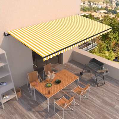 vidaXL Automatic Retractable Awning 600x350 cm Yellow and White