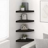 vidaXL Floating Corner Shelves 4 pcs Black 35x35x3.8 cm MDF