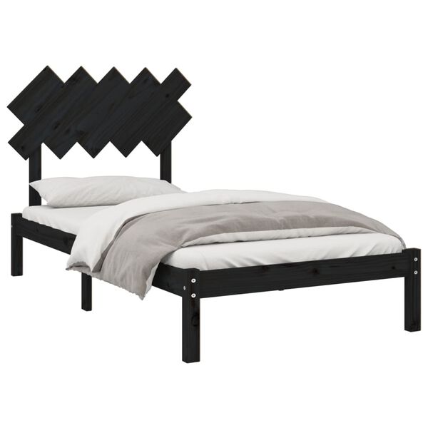 vidaXL Bed Frame without Mattress Black 100x200 cm Solid Wood