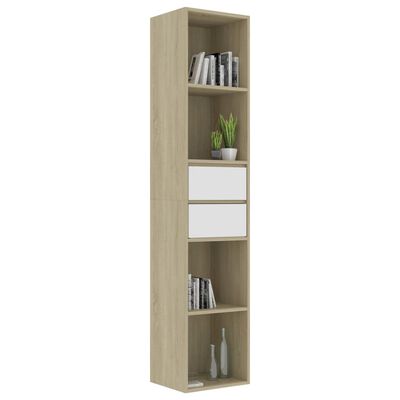 vidaXL Book Cabinet White and Sonoma Oak 36x30x171 cm Engineered Wood