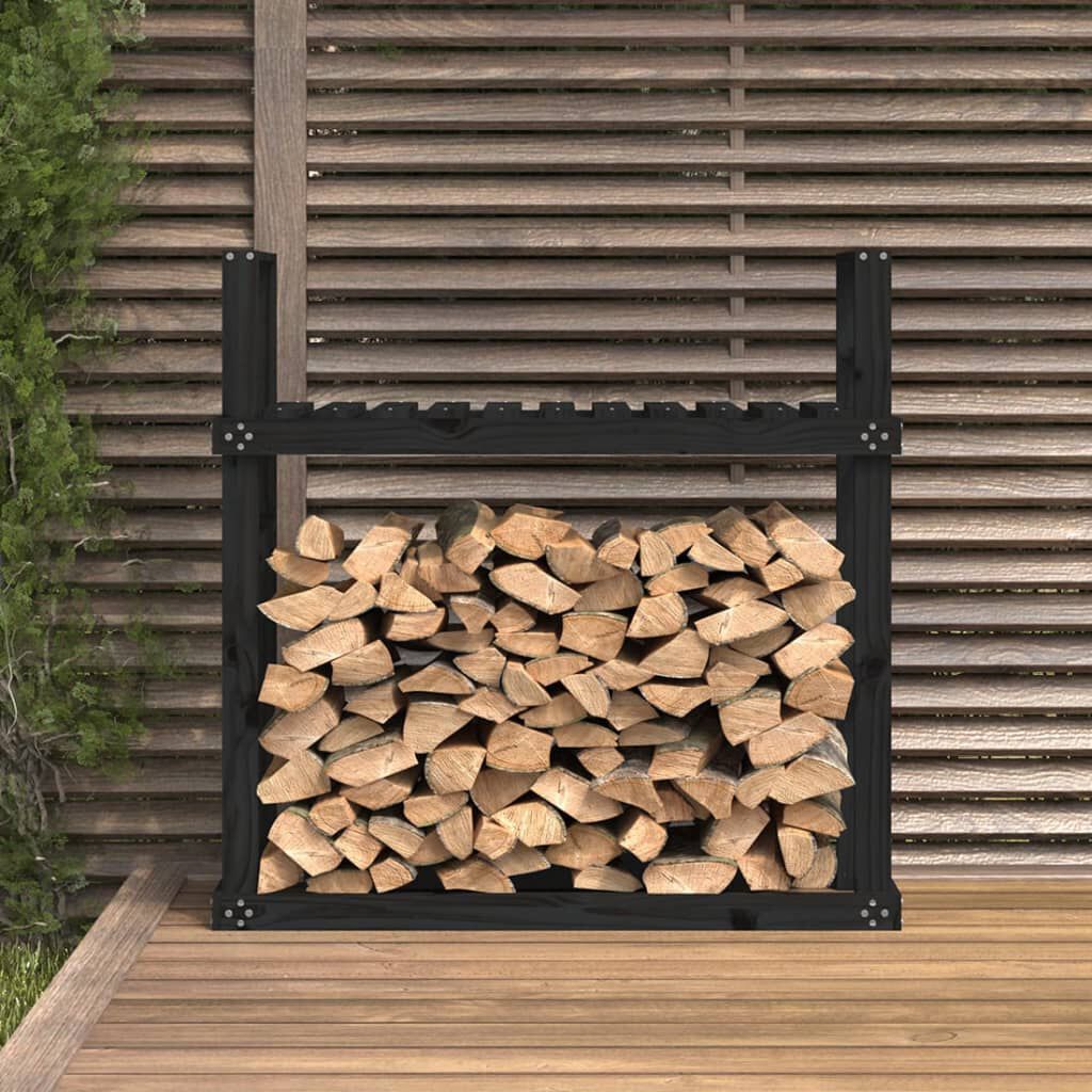 vidaXL Firewood Rack Black 110x35x108.5 cm Solid Wood Pine vidaXL