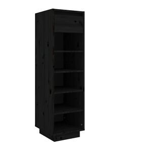vidaXL Shoe Cabinet Black 30x34x105 cm Solid Wood Pine
