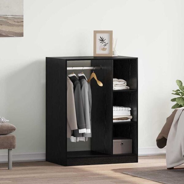 vidaXL Wardrobe with Shelf with Storage Black Oak 77 x 48 x 102 cm