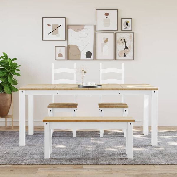 vidaXL Dining Table PANAMA White 180x90x75 cm Solid Wood Pine