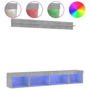 vidaXL 5 Piece TV Wall Units with LED Concrete Grey Engineered Wood