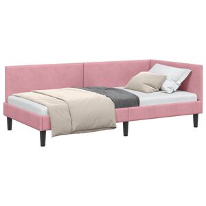 vidaXL Corner Bed Frame with Headboard Pink 80 cm x 200 cm Velvet
