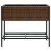 vidaXL Garden Planters with Shelf 2 pcs Brown 90x40x75 cm Poly Rattan