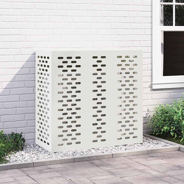 vidaXL Air Conditioner Cover White 110 x 50 x 105 cm Steel