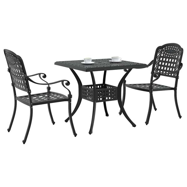 vidaXL Garden Table Set 3 pcs Black Cast Aluminium