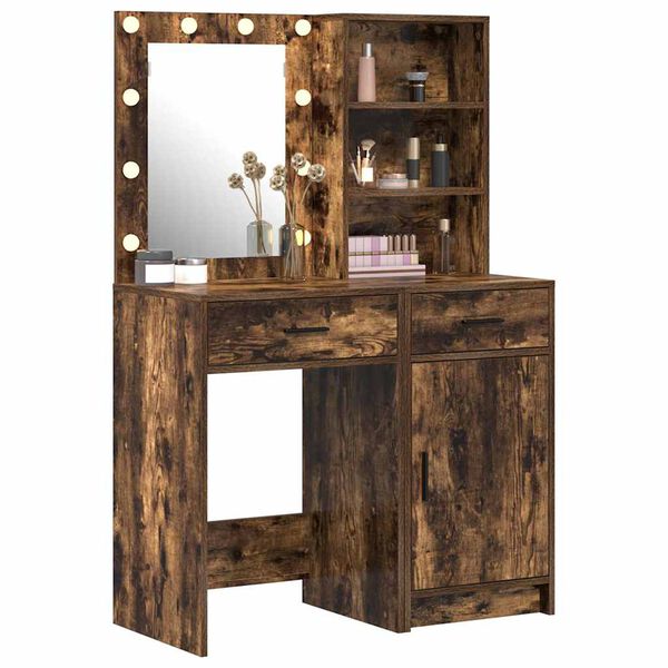 vidaXL Dressing Table Set with Drawer 2 pcs Smoked Oak Engineered Wood