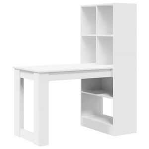 vidaXL Desk White Engineered Wood 122 x 67 x 145 cm