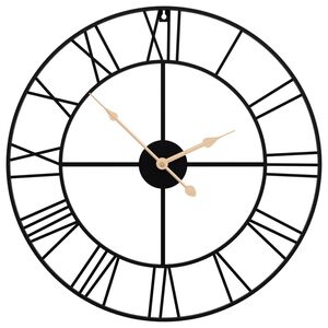 vidaXL Wall Clock Black &Oslash;50 cm Iron