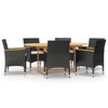 vidaXL 7 Piece Garden Dining Set with Cushions Black (315948+316148+316695)