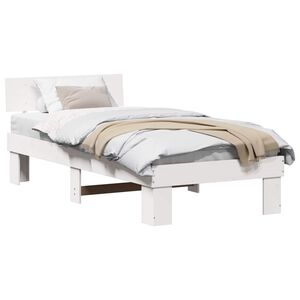 vidaXL Bed Frame with Headboard White 100 x 200 cm Solid Pine Wood
